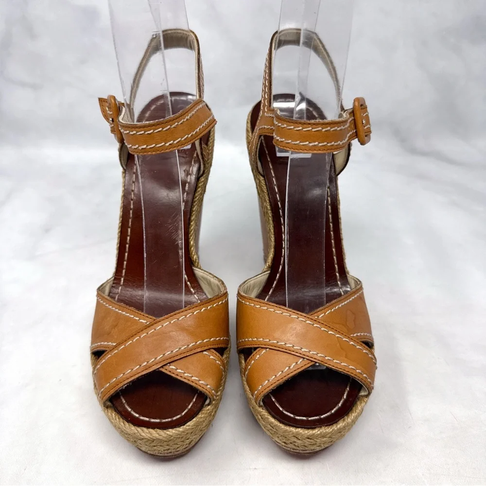 Christian Louboutin Vintage Y2K Almeria Leather Platform Espadrille Sandal Heels